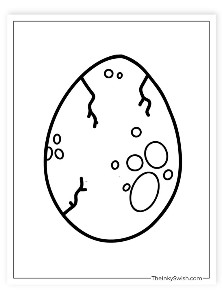 Dinosaur egg coloring page with simple cracks and spots for kids