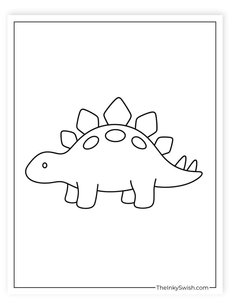 Easy stegosaurus coloring page for toddlers and preschoolers printable