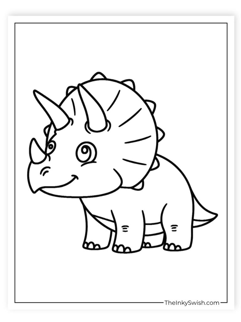 Simple easy triceratops coloring page for toddlers and preschoolers